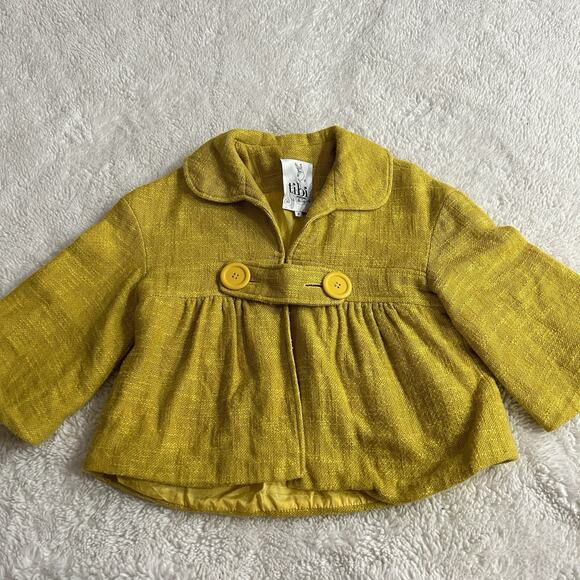 Anthropologie Tibi Sz 2 Yellow Linen Swing Blazer Cropped Chic Career Wow Y2K - Picture 1 of 8